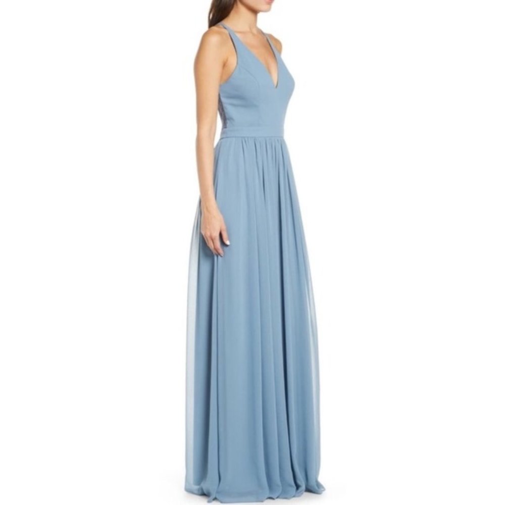 LULUS Everlasting Beauty Lace Back Chiffon Gown